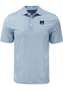 Mens Michigan Wolverines Navy Blue Cutter and Buck Alumni Pike Diamond Dot Short Sleeve Polo Shi..