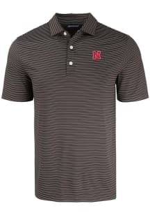 Mens Nebraska Cornhuskers Black Cutter and Buck Alumni Forge Eco Fine Line Short Sleeve Polo Shi..