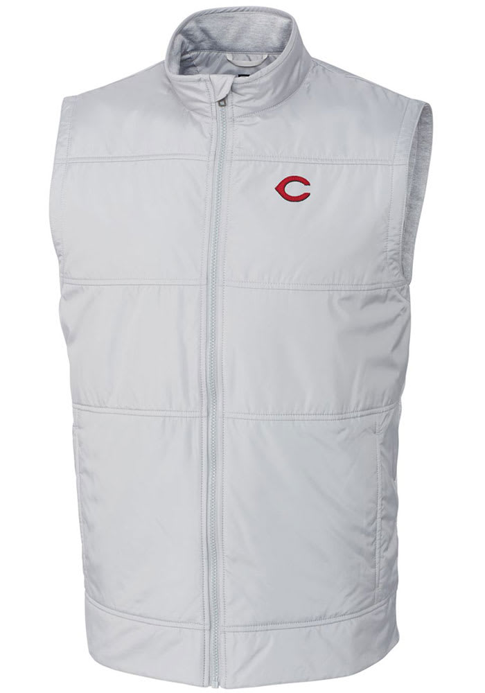 Cutter and Buck Cincinnati Reds Mens Stealth Hybrid Quilted Sleeveless Jacket