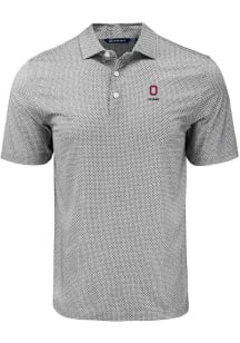 Mens Ohio State Buckeyes Black Cutter and Buck Alumni Pike Diamond Dot Short Sleeve Polo Shirt
