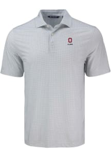 Mens Ohio State Buckeyes Grey Cutter and Buck Alumni Pike Diamond Dot Short Sleeve Polo Shirt