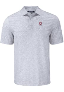 Mens Ohio State Buckeyes Grey Cutter and Buck Alumni Pike Flora Short Sleeve Polo Shirt