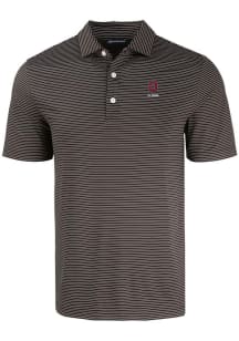 Mens Ohio State Buckeyes Black Cutter and Buck Alumni Forge Eco Fine Line Short Sleeve Polo Shir..