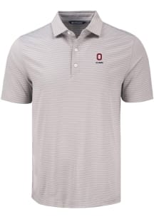 Mens Ohio State Buckeyes Grey Cutter and Buck Alumni Forge Eco Fine Line Short Sleeve Polo Shirt