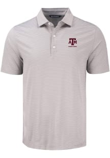 Cutter and Buck Texas A&amp;M Aggies Mens Grey Alumni Forge Eco Fine Line Short Sleeve Polo