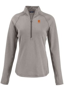 Cutter and Buck Clemson Tigers Womens Grey Alumni Pehastin Qtr Zip