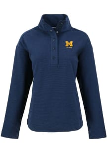 Womens Michigan Wolverines Navy Blue Cutter and Buck Alumni Hunts Point Qtr Zip