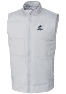 Cutter and Buck Miami Marlins Mens Grey Stealth Hybrid Quilted Sleeveless Jacket
