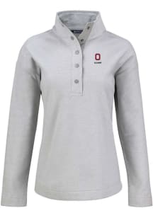 Womens Ohio State Buckeyes Grey Cutter and Buck Alumni Hunts Point Qtr Zip