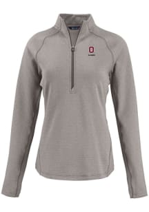 Womens Ohio State Buckeyes Grey Cutter and Buck Alumni Pehastin Qtr Zip