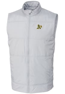Cutter and Buck Oakland Athletics Mens Grey Stealth Hybrid Quilted Sleeveless Jacket