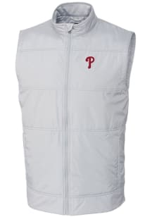Cutter and Buck Philadelphia Phillies Mens Grey Stealth Hybrid Quilted Sleeveless Jacket