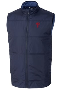 Cutter and Buck Philadelphia Phillies Mens Navy Blue Stealth Hybrid Quilted Sleeveless Jacket