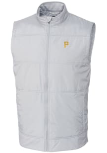Cutter and Buck Pittsburgh Pirates Mens Grey Stealth Hybrid Quilted Sleeveless Jacket