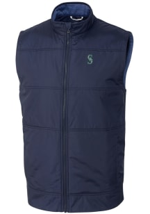 Cutter and Buck Seattle Mariners Mens Navy Blue Stealth Hybrid Quilted Sleeveless Jacket
