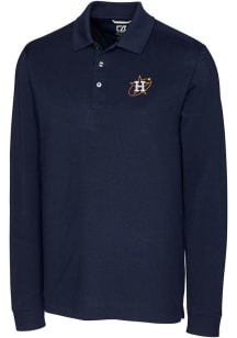 Cutter and Buck Houston Astros Big and Tall Navy Blue City Connect Advantage Pique Long Sleeve B..