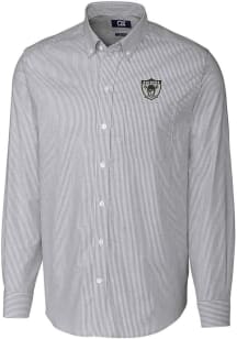 Cutter and Buck Las Vegas Raiders Mens Charcoal Historic Stretch Oxford Stripe Big and Tall Dres..