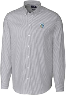 Cutter and Buck Los Angeles Chargers Mens Charcoal Stretch Oxford Big and Tall Dress Shirt
