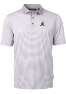 Cutter and Buck Cleveland Browns Grey Historic Virtue Eco Pique Micro Stripe Big and Tall Polo