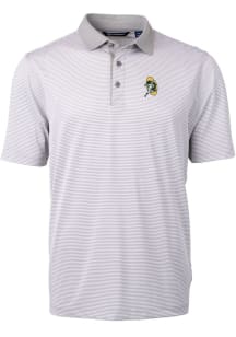 Cutter and Buck Green Bay Packers Grey Historic Virtue Eco Pique Micro Stripe Big and Tall Polo