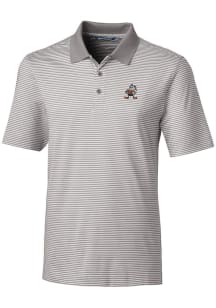 Cutter and Buck Cleveland Browns Grey Historic Forge Tonal Stripe Big and Tall Polo