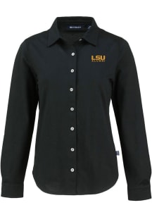 Cutter and Buck LSU Tigers Womens Alumni Advantage Soft Pique Long Sleeve  Dress Shirt