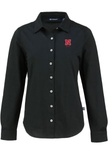 Womens Nebraska Cornhuskers  Cutter and Buck Alumni Advantage Soft Pique Long Sleeve Dress Shirt