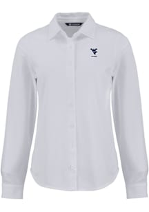 Cutter and Buck West Virginia Mountaineers Womens Alumni Advantage Soft Pique Long Sleeve White Dr..