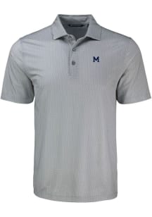 Michigan Wolverines Grey Cutter and Buck Vault Shadow Check Big and Tall Polo