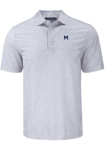 Michigan Wolverines Grey Cutter and Buck Vault Pike Flora Big and Tall Polo