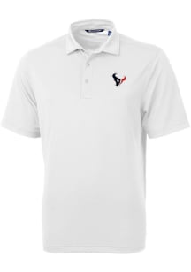 Cutter and Buck Houston Texans Mens White Virtue Eco Pique Short Sleeve Polo