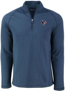 Cutter and Buck Houston Texans Mens Navy Blue Pehastin Long Sleeve Qtr Zip Pullover