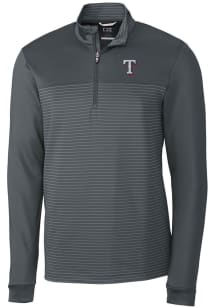 Cutter and Buck Texas Rangers Mens Grey Traverse Stripe Stretch Long Sleeve 1/4 Zip Pullover