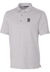 Cutter and Buck Detroit Tigers Mens Grey Forge Heathered Short Sleeve Polo
