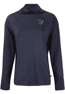 Cutter and Buck Houston Texans Womens Navy Blue Mono Coastline Eco Funnel Neck Crew Sweatshirt