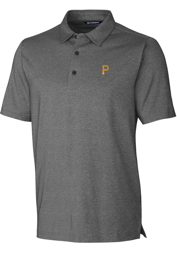 Cutter and Buck Pittsburgh Pirates Mens Charcoal Forge Heathered Short Sleeve Polo