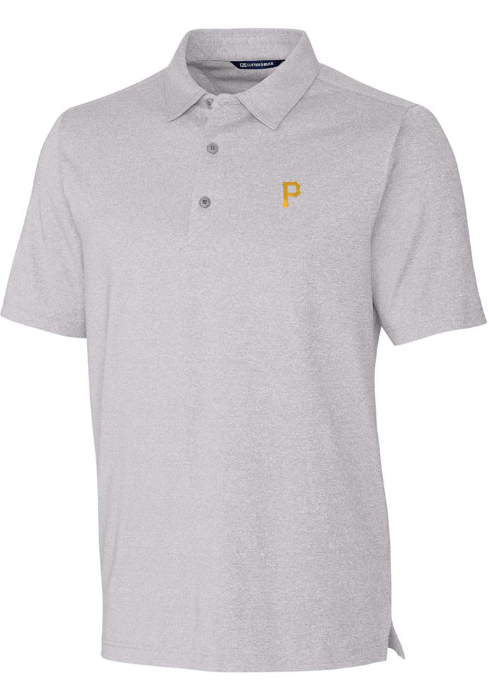 Cutter and Buck Pittsburgh Pirates Mens Grey Forge Heathered Short Sleeve Polo