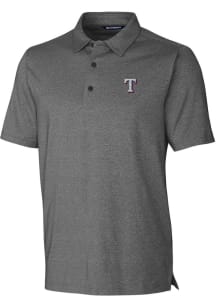 Cutter and Buck Texas Rangers Mens Charcoal Forge Heathered Short Sleeve Polo