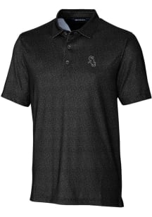 Cutter and Buck Chicago White Sox Mens Black Pike Micro Floral Short Sleeve Polo