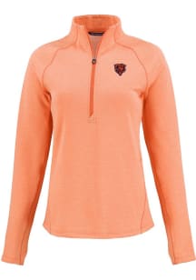 Cutter and Buck Chicago Bears Womens Orange Historic Pehastin Qtr Zip