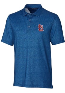 Cutter and Buck St Louis Cardinals Mens Blue Pike Micro Floral Short Sleeve Polo