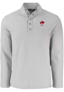 Cutter and Buck Buffalo Bills Mens Grey Historic Hunts Point Long Sleeve Qtr Zip Pullover