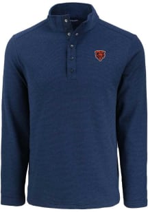 Cutter and Buck Chicago Bears Mens Navy Blue Historic Hunts Point Long Sleeve Qtr Zip Pullover