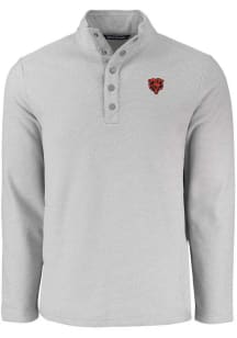 Cutter and Buck Chicago Bears Mens Grey Historic Hunts Point Long Sleeve Qtr Zip Pullover