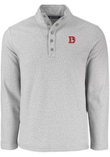 Cutter and Buck Denver Broncos Mens Grey Historic Hunts Point Long Sleeve Qtr Zip Pullover