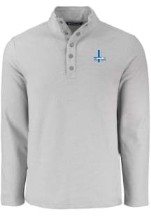 Cutter and Buck Detroit Lions Mens Grey Historic Hunts Point Long Sleeve Qtr Zip Pullover