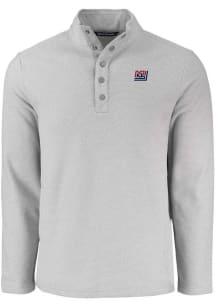 Cutter and Buck New York Giants Mens Grey Historic Hunts Point Long Sleeve Qtr Zip Pullover