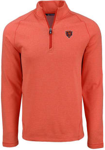 Cutter and Buck Chicago Bears Mens Orange Historic Pehastin Long Sleeve Qtr Zip Pullover