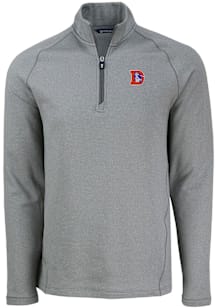Cutter and Buck Denver Broncos Mens Grey Historic Pehastin Long Sleeve Qtr Zip Pullover
