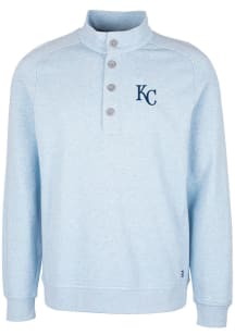 Cutter and Buck Kansas City Royals Mens Blue Saturday Mock Long Sleeve Crew Sweatshirt
